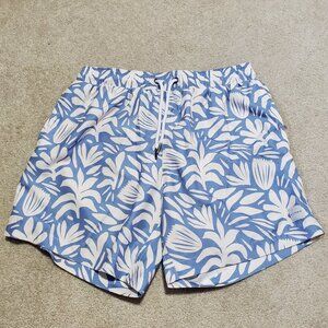 ALLFENIX Botanical Cabana Swim Trunks 5.5" Mesh Liner Powder Blue Men's Medium